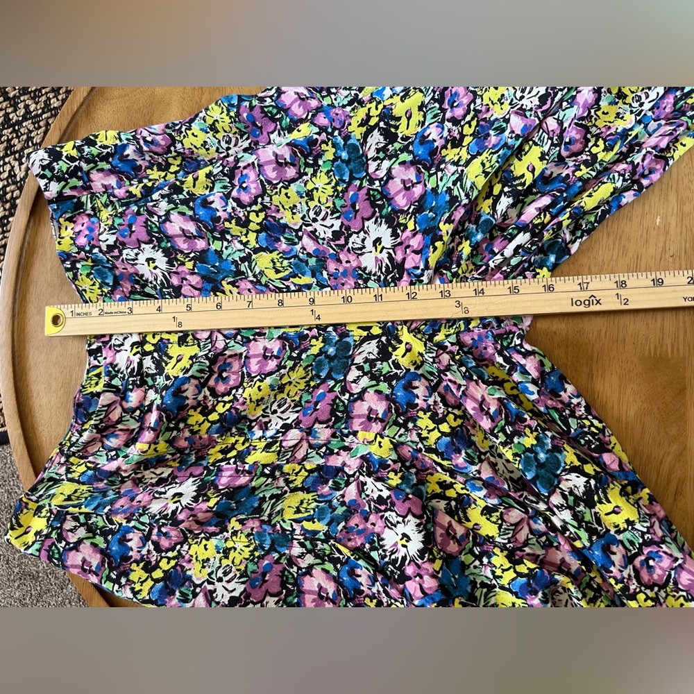 Zara Floral Wide Leg Culotte Pants Womens L Colorful Palazzo Summer Boho - Picture 11 of 12